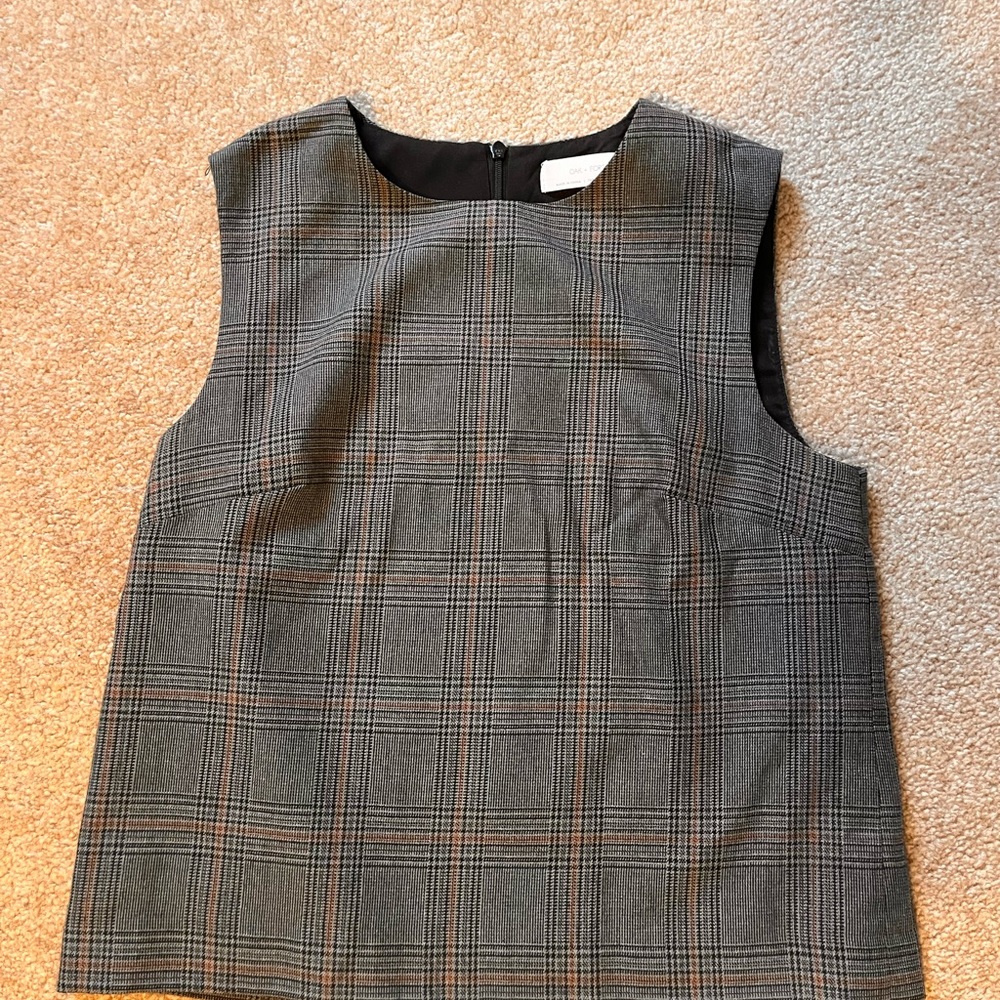 Oak + Fort grey plaid sleeveless shirt